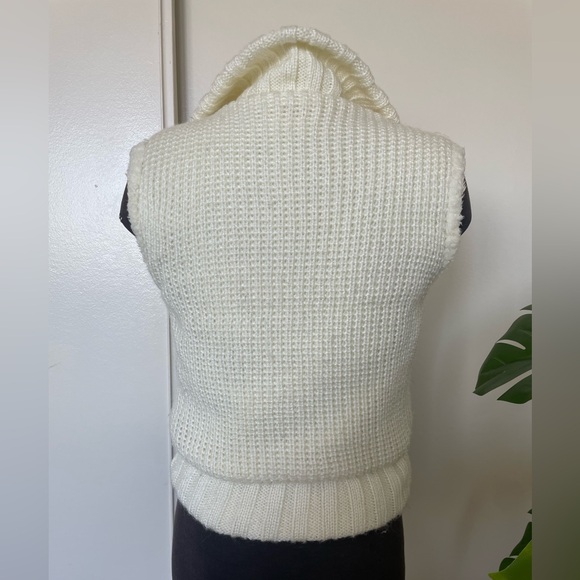 Vintage 70s snow bunny cream warm collared vest acrylic - Picture 7 of 8